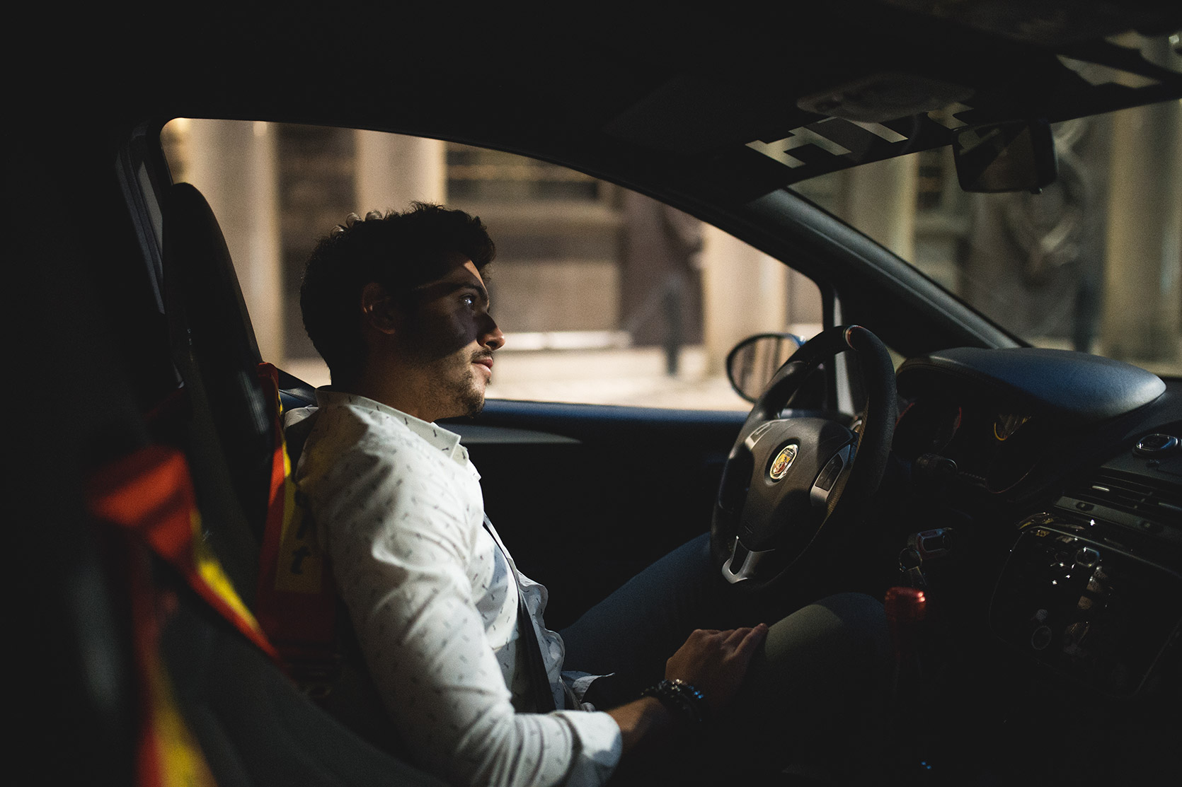 Owner sitting in his Punto Evo Abarth Esseesse