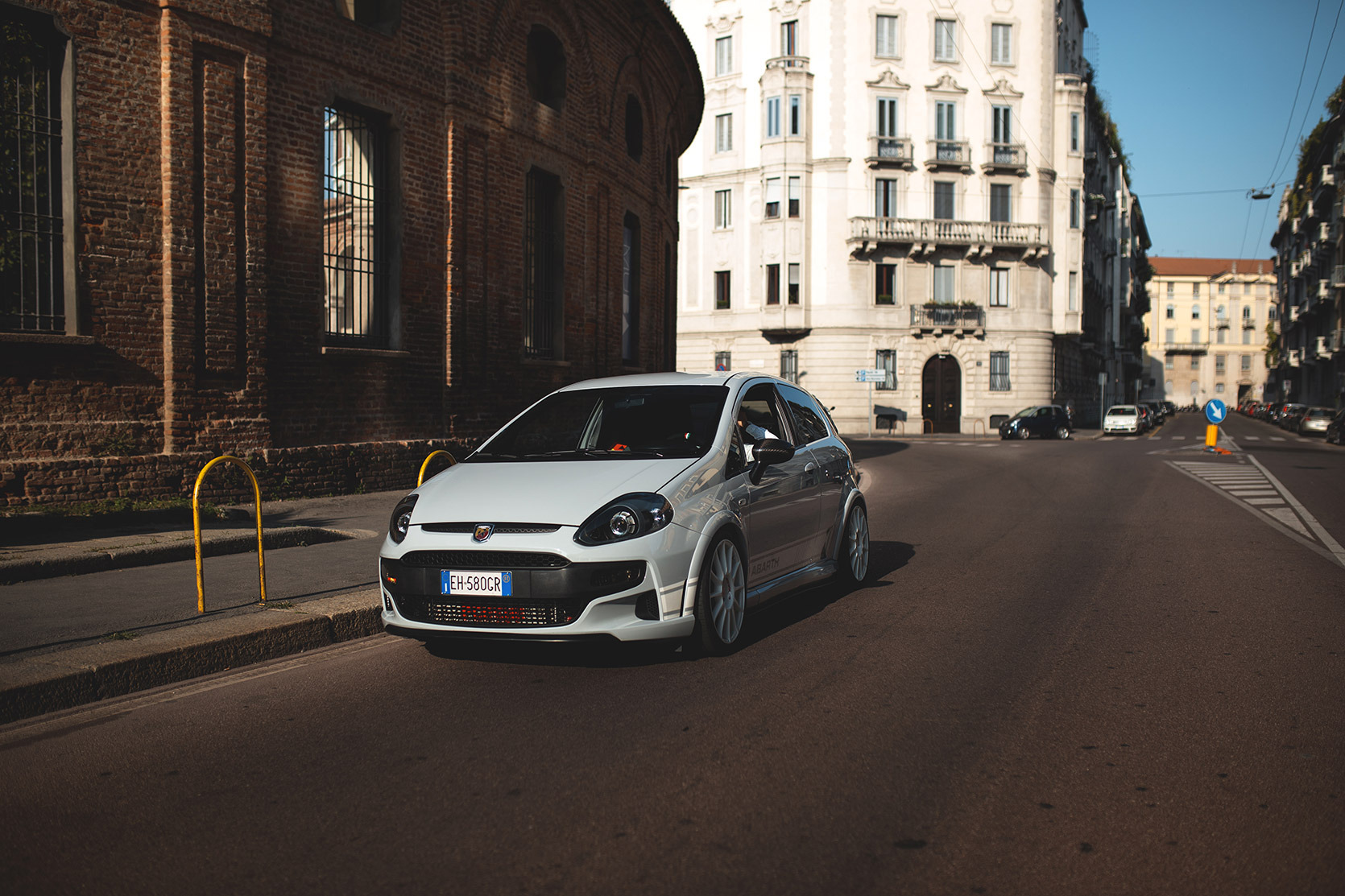 Owner is waiting in his Punto Evo Abarth Esseesse at Rotonda della Besana in Milano