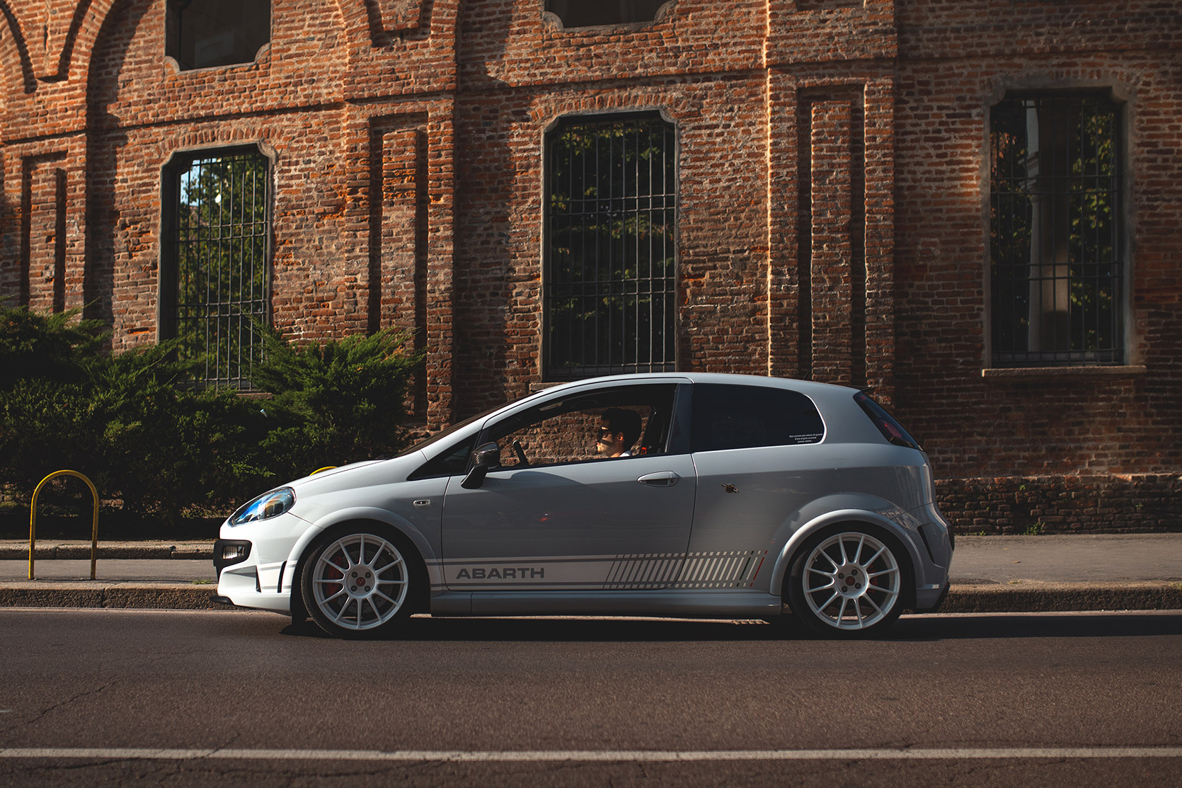 A Punto Evo Abarth Esseesse side at Rotonda della Besana in Milano