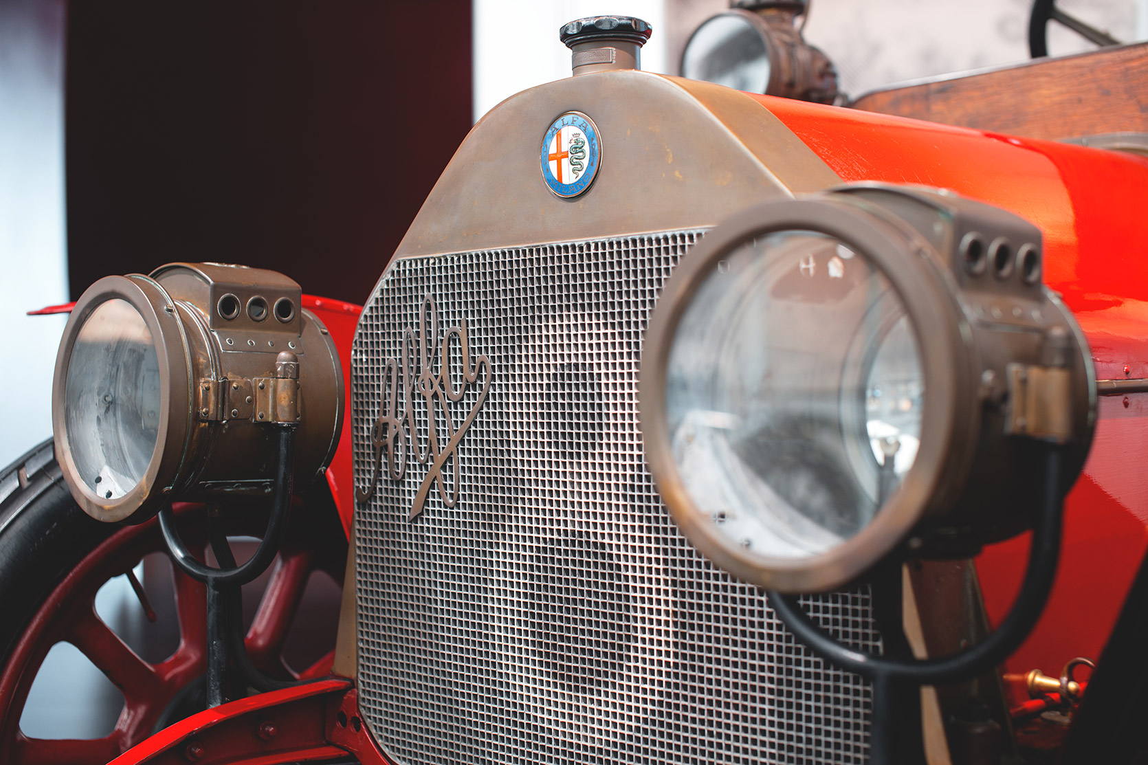 An Alfa Romeo 15HP Corsa Headlights at Alfa Romeo Museum