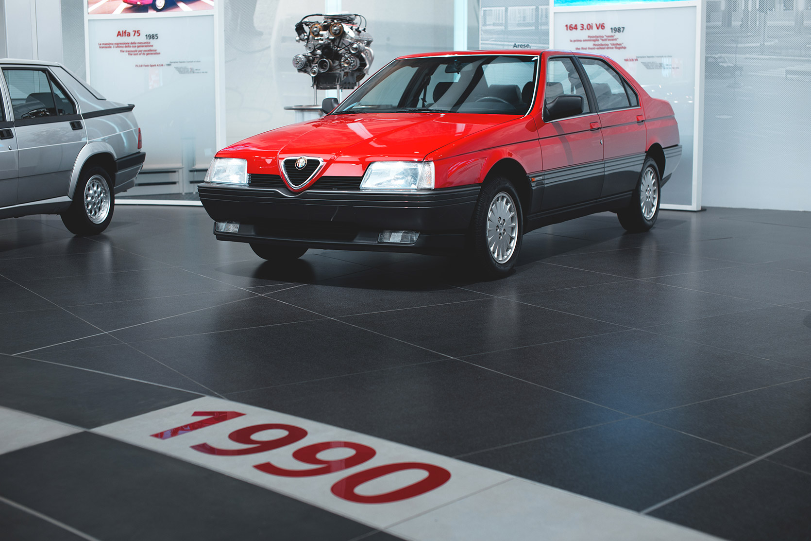 An Alfa Romeo 164 V6 at Alfa Romeo Museum