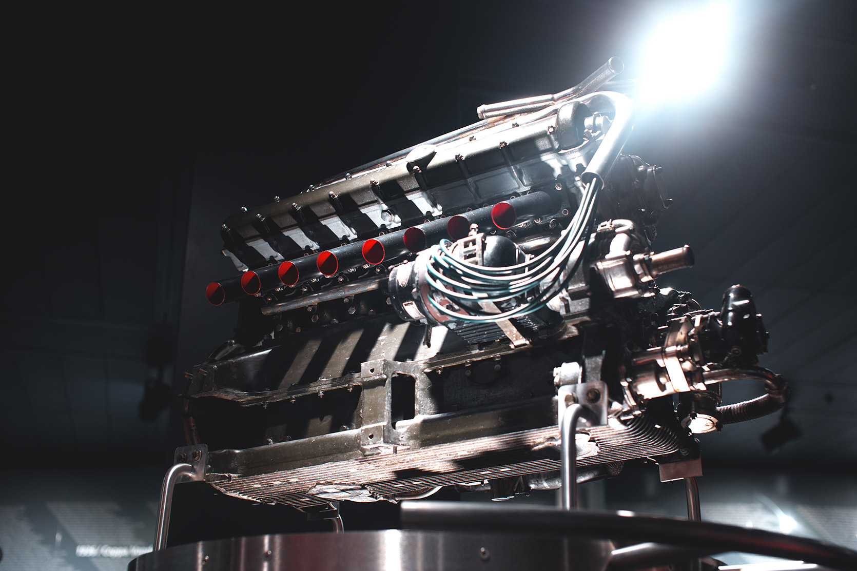 An Alfa Romeo 33 engine at Alfa Romeo Museum