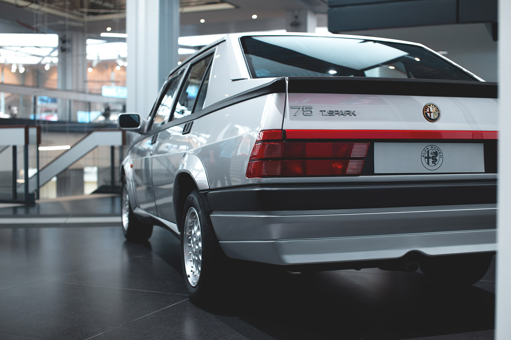 An Alfa Romeo 75 rearend at Alfa Romeo Museum