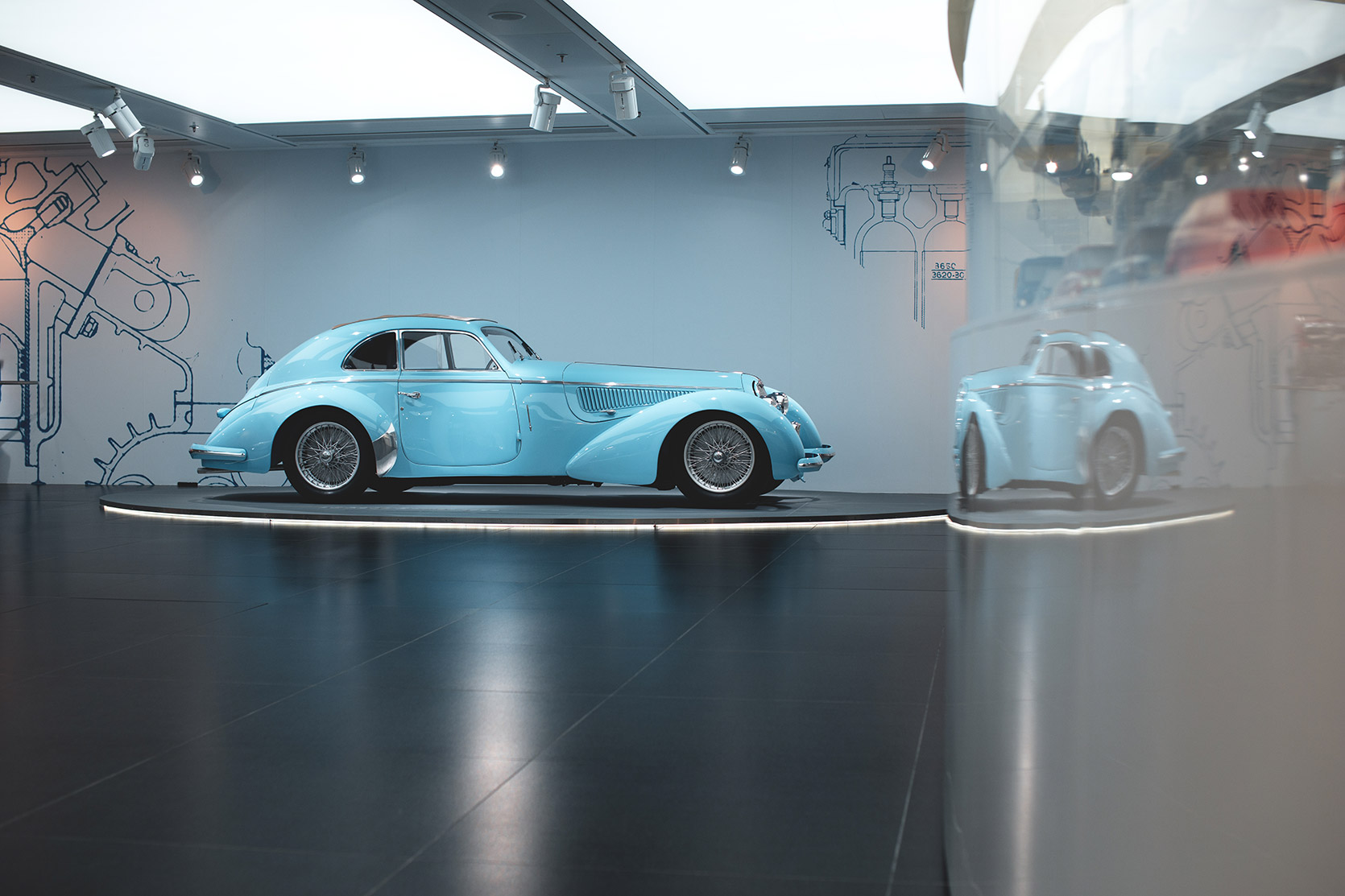An Alfa Romeo 8C 2900 side at Alfa Romeo Museum
