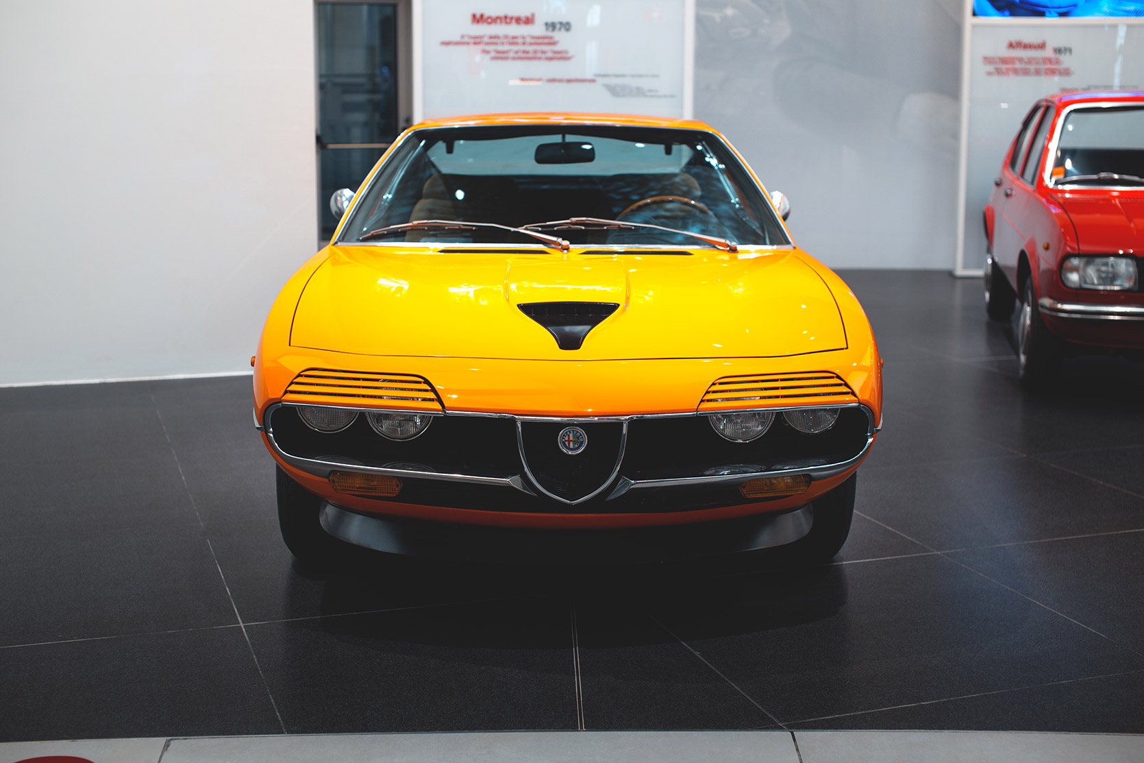 An Alfa Romeo Montreal frontend at Alfa Romeo Museum