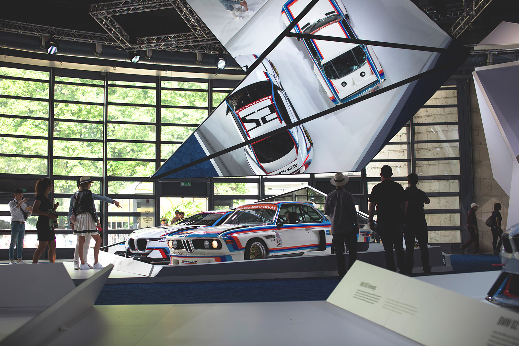 A BMW CSL 3.0 and his Hommage in the BMW exhibition at Concorso d'Eleganza Villa d'Este