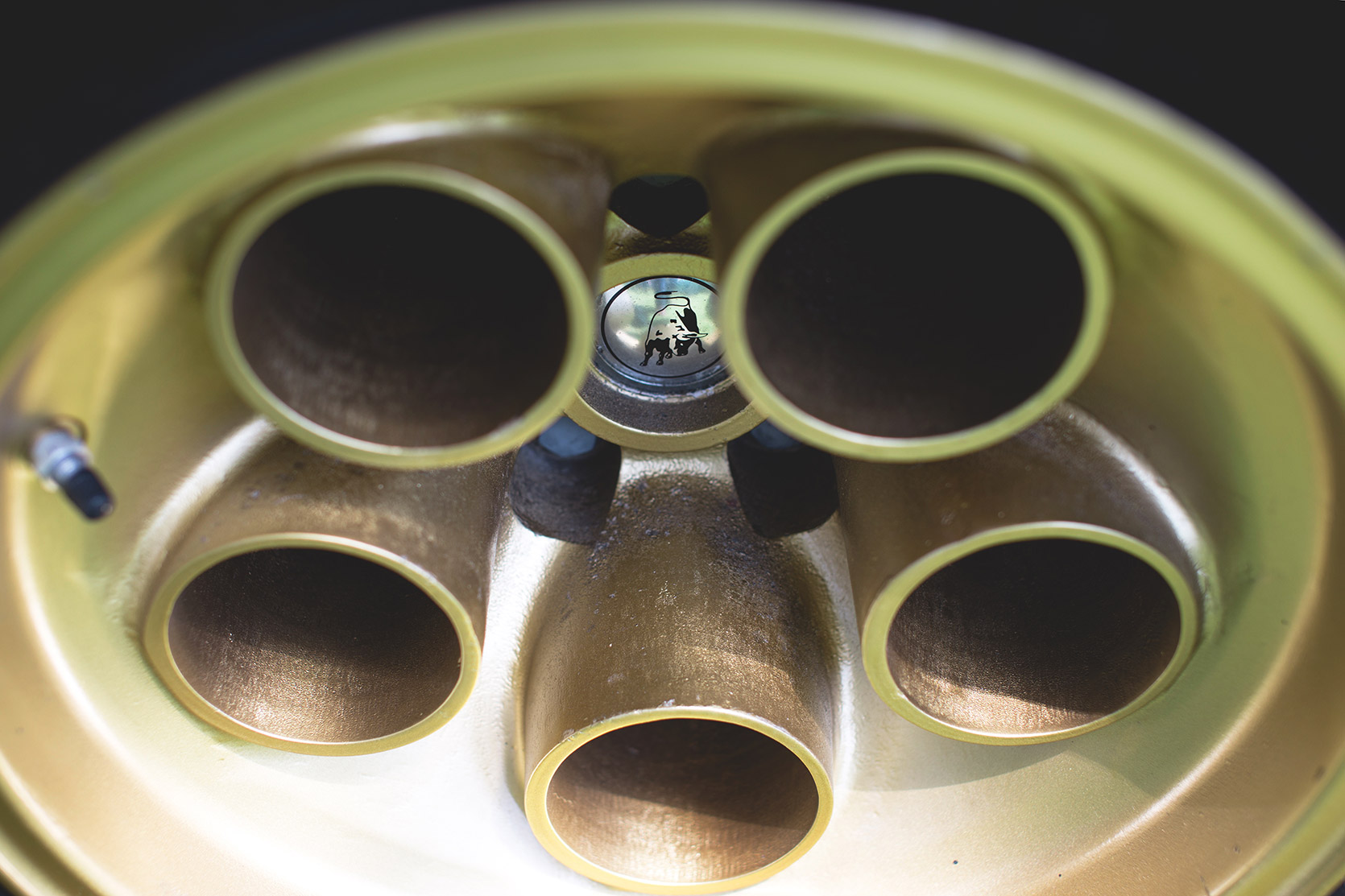 A gold wheel of a Lamborghini Countach LP400 Walter Wolf of 1976 at Concorso d'Eleganza Villa d'Este