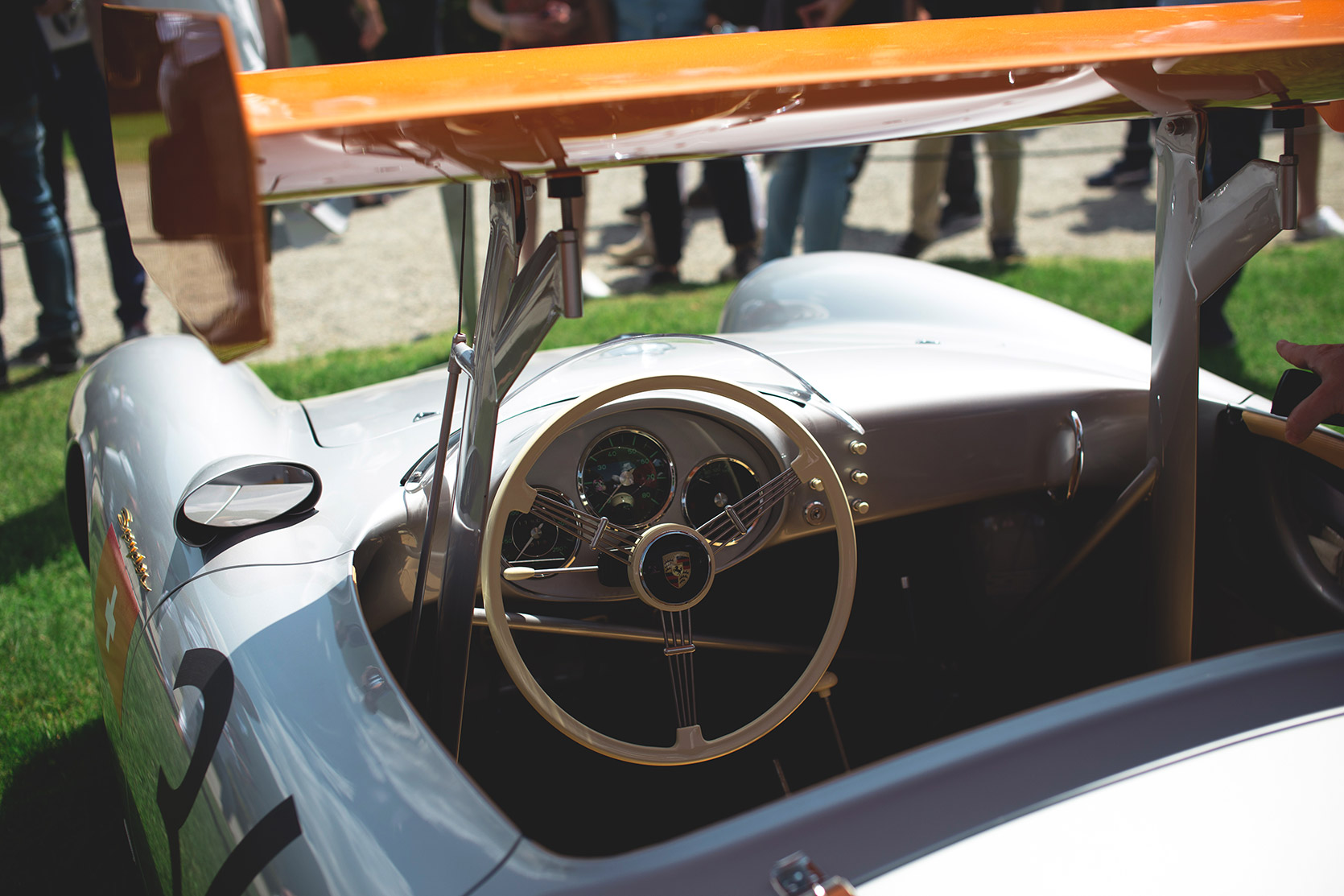 The roof wing of a Porsche 550 RS of 1955 at Concorso d'Eleganza Villa d'Este