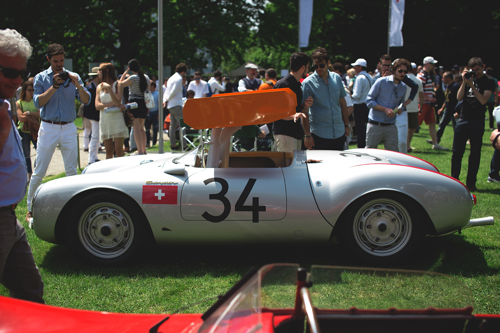 A Porsche 550 RS of 1955 side at Concorso d'Eleganza Villa d'Este