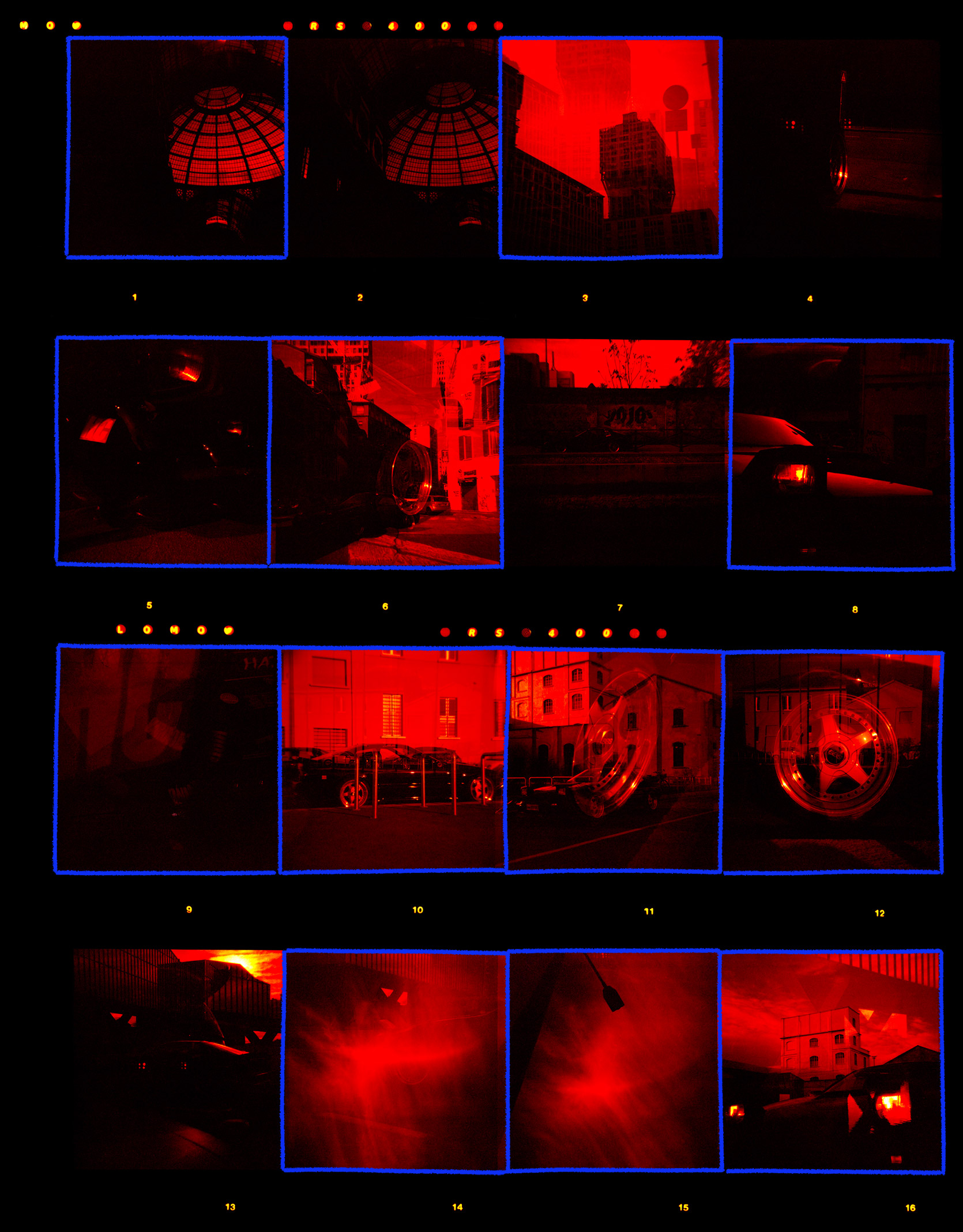 Contact sheet of the entire roll film shoot with a Lomo
