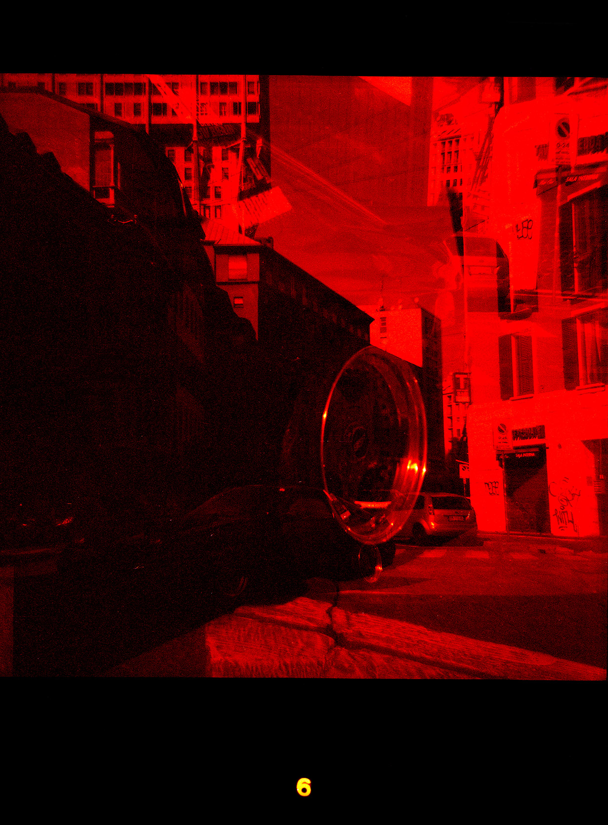 Double exposure of the Torre Velasca in Milano with a Mazda Rx-7 FC