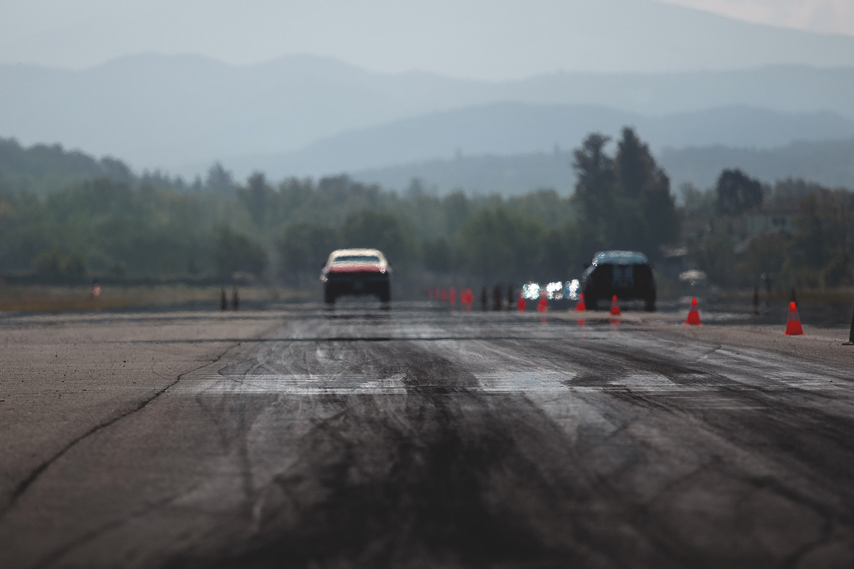 Tyre marks on tamrac at the starting grid at Rivanazzano Hills Race