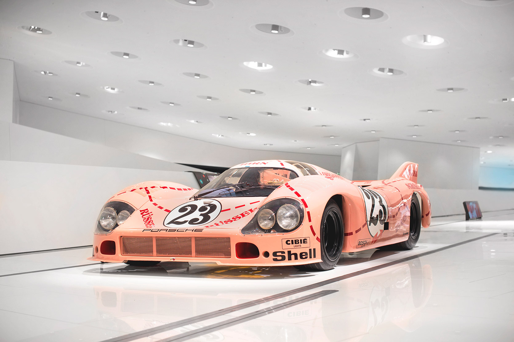 A Porsche 917 Pink Pig Livery at Porsche Museum in Stuttgart