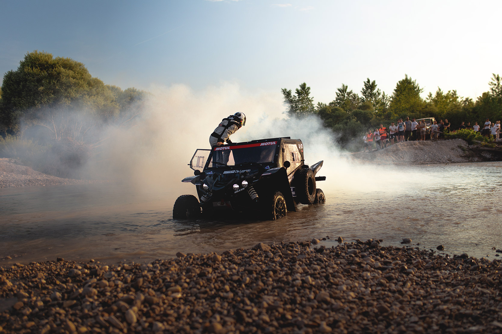 A stuck ATV in thw water at Italian Baja