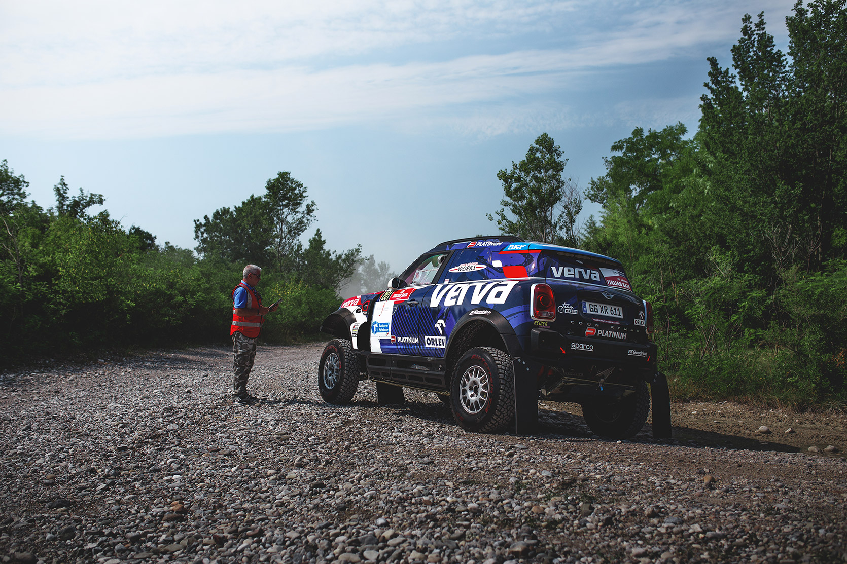 XRaid Team on their Mini Countryman John Cooper Works ready to run at Italian Baja