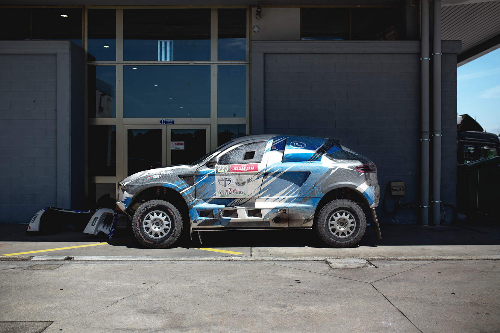 LP Racing Porsche Macan in the paddock at Italian Baja
