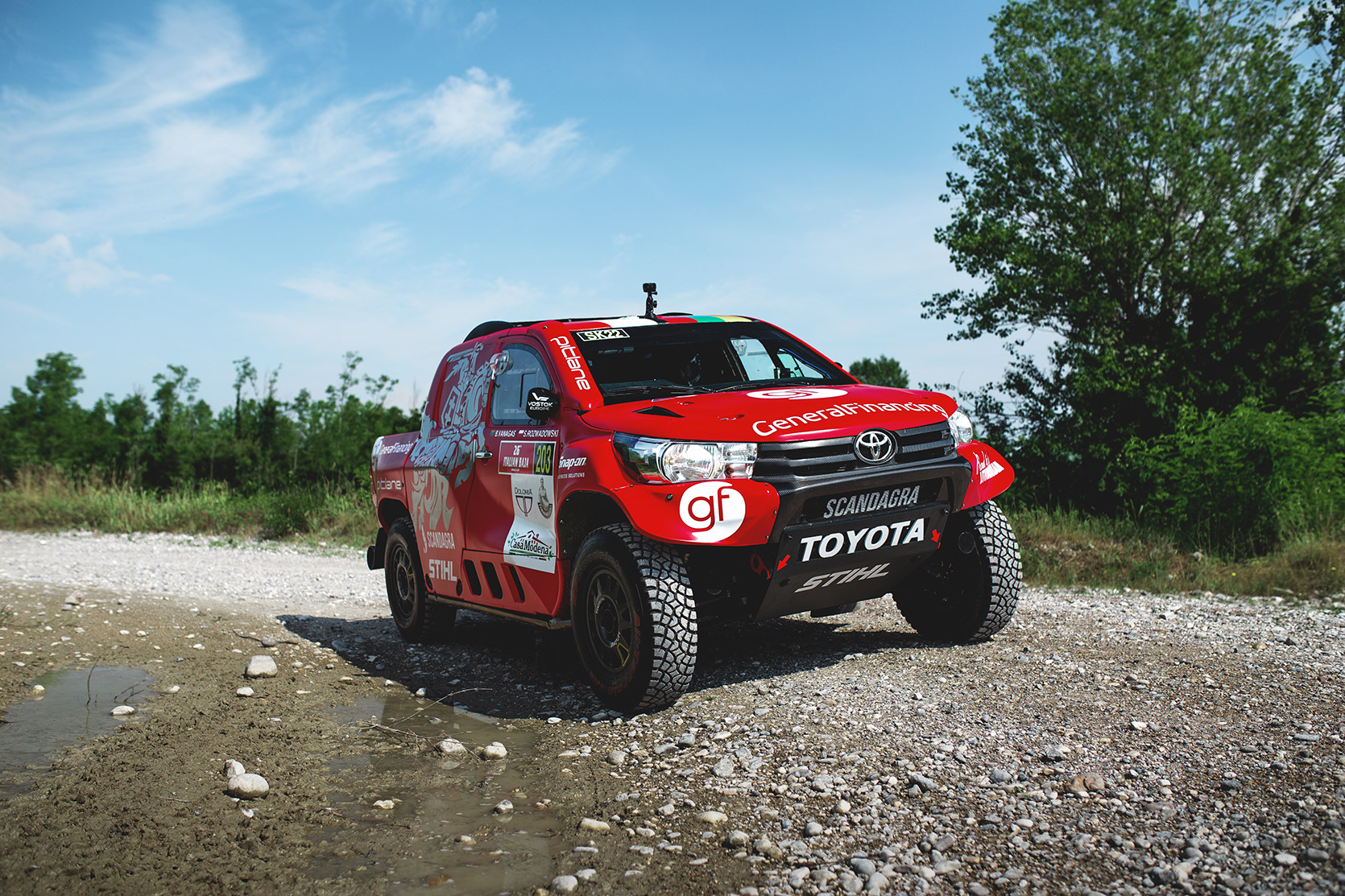 A Toyota Hilux ready for the shakedown at Italian Baja
