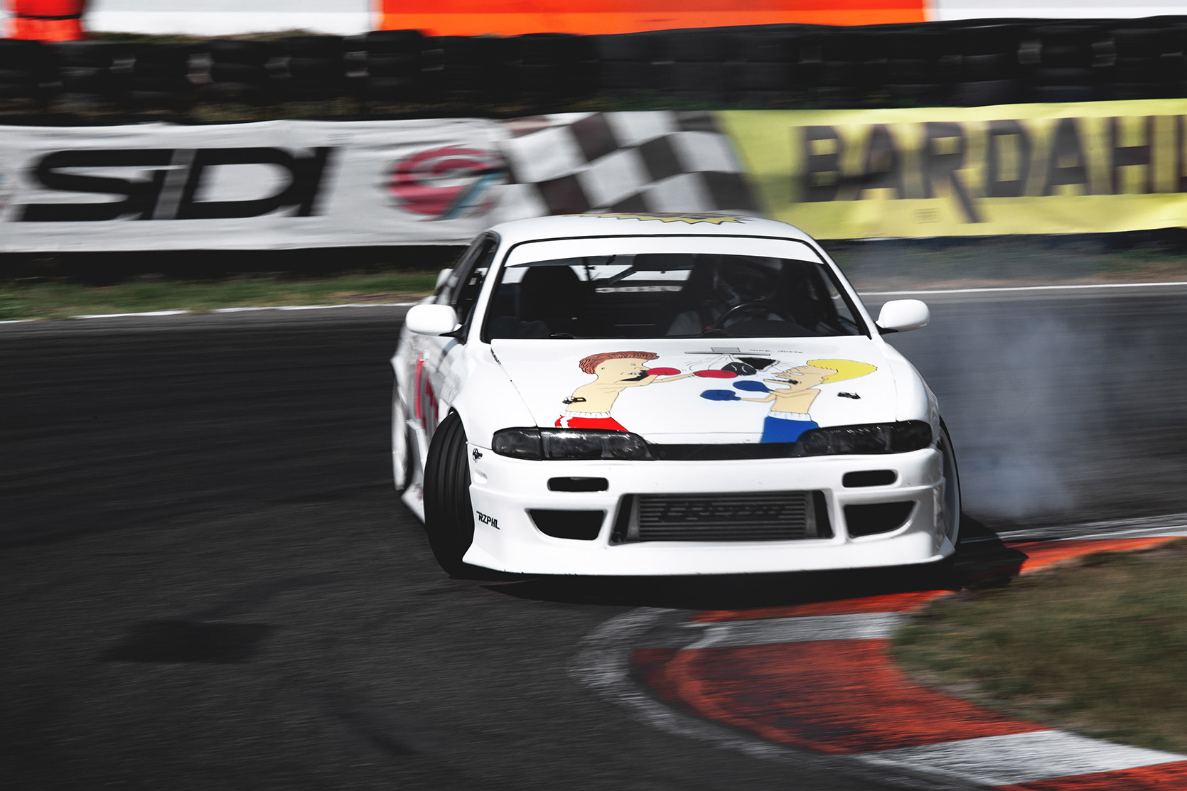 Rizphel drifting in his Nissan Silvia S14 at Castelletto Circuit di Branduzzo