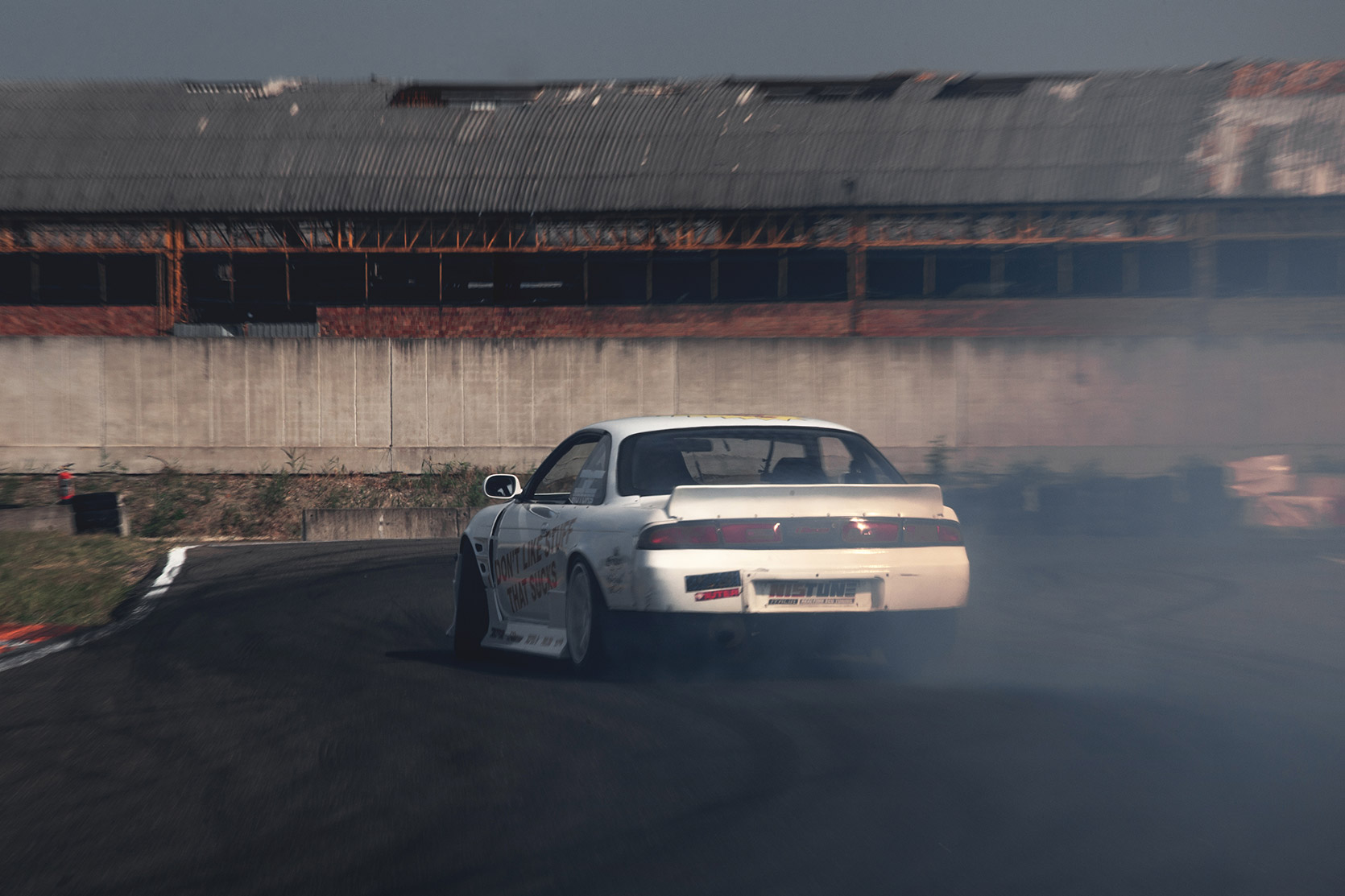 Rizphel drifting in his Nissan Silvia S14 at Castelletto Circuit di Branduzzo