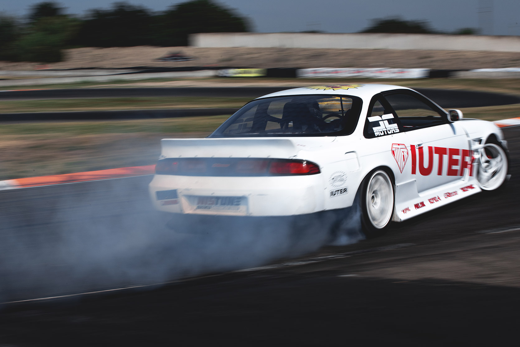 Rizphel drifting in his Nissan Silvia S14 at Castelletto Circuit di Branduzzo