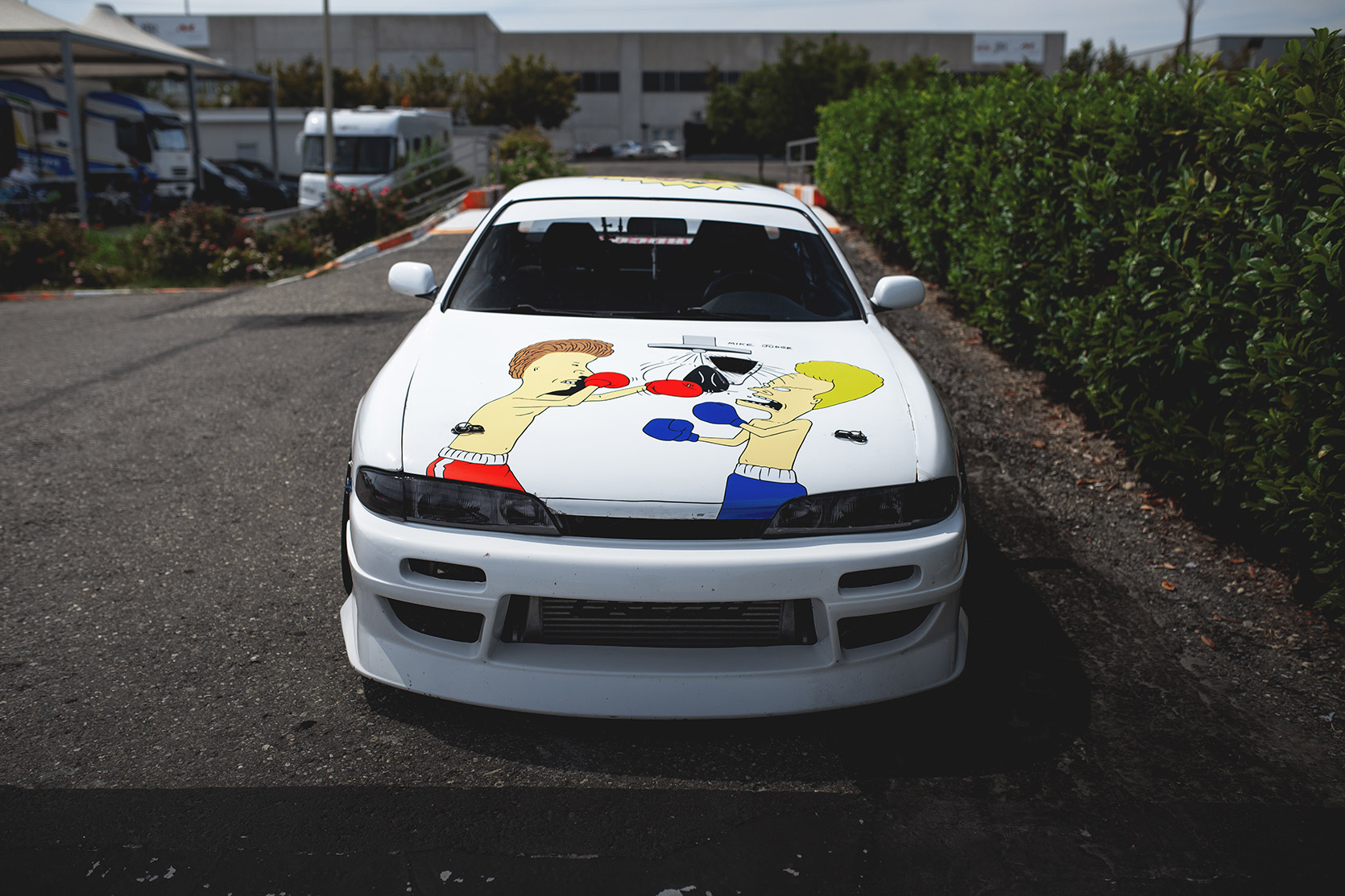 Rizphel's Nissan Silvia S14 parked in Castelletto Circuit di Branduzzo paddock
