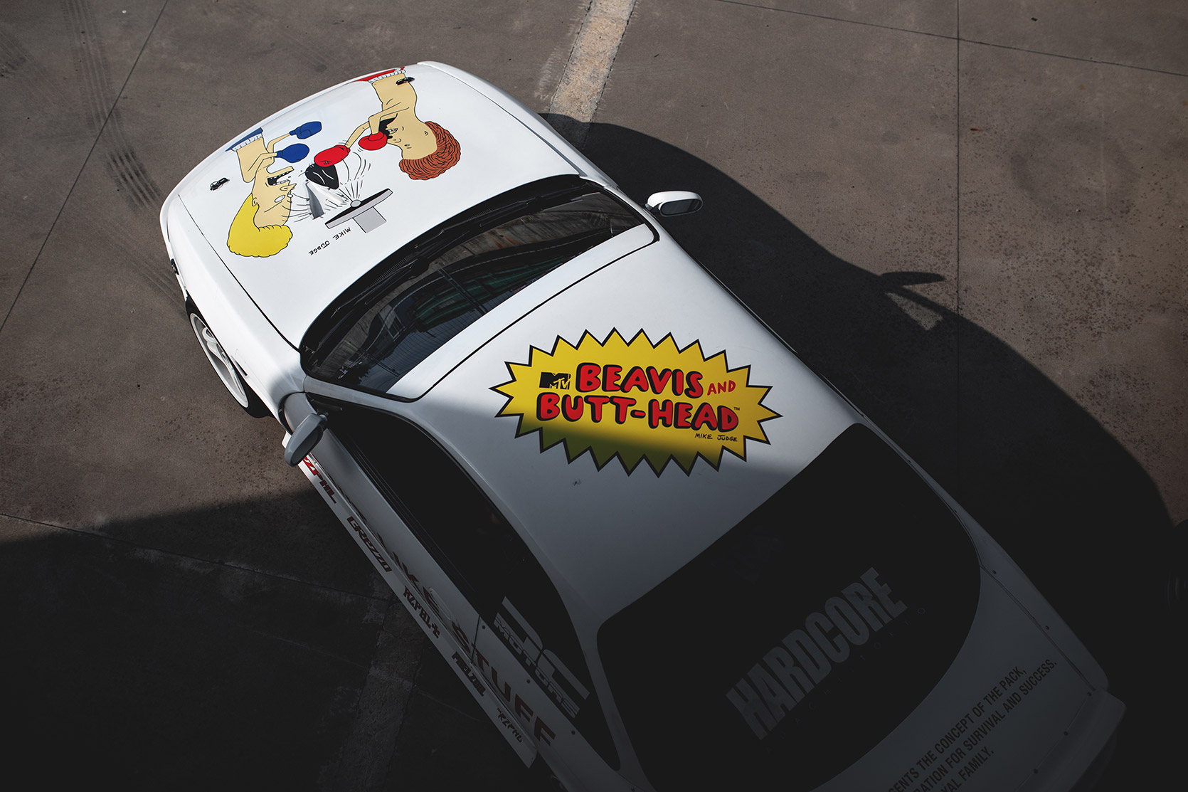 Air view of Beavis and Butt-Head stickers by Iuter on Rizphel's Nissan Silvia S14 at Castelletto Circuit di Braduzzo