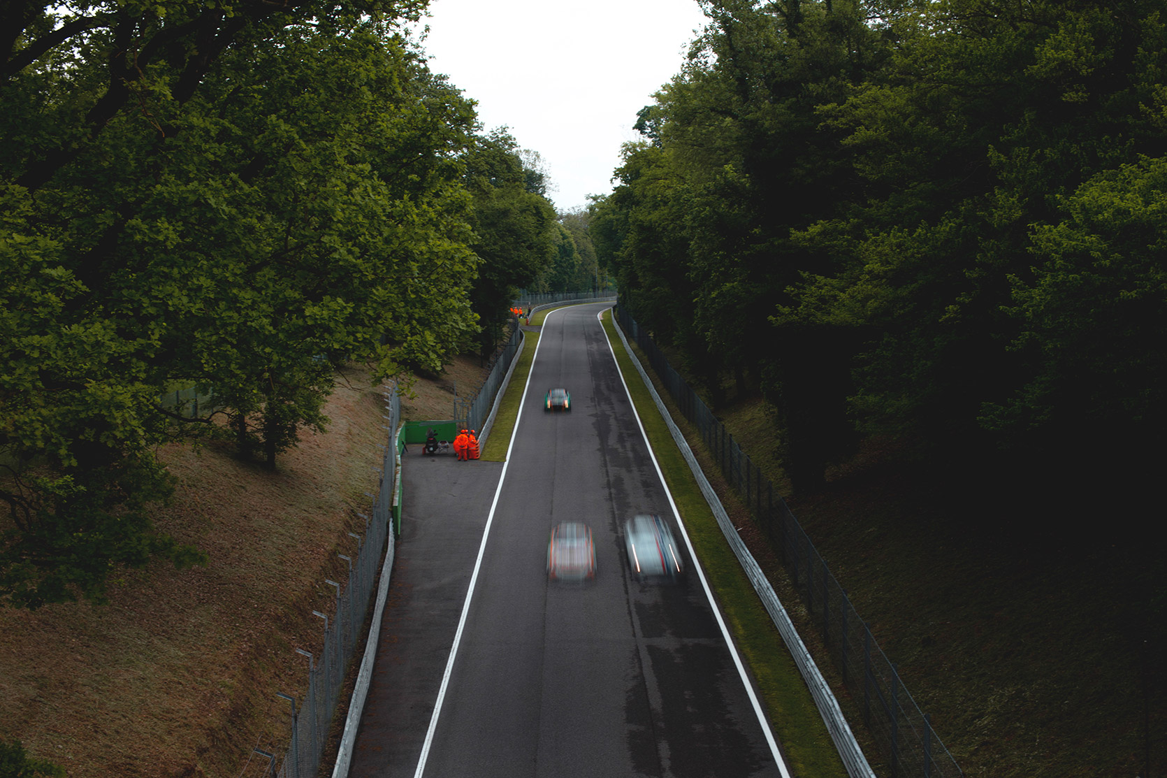 Race speeding from the Sopraelevata at Autodromo Nazionale Monza
