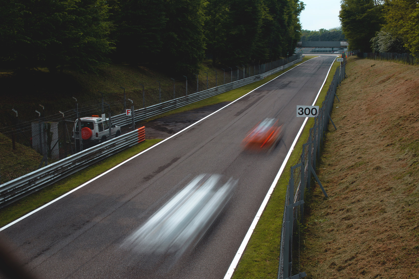 Motion blurry before the Ascari curve at Autodromo Nazionale Monza 