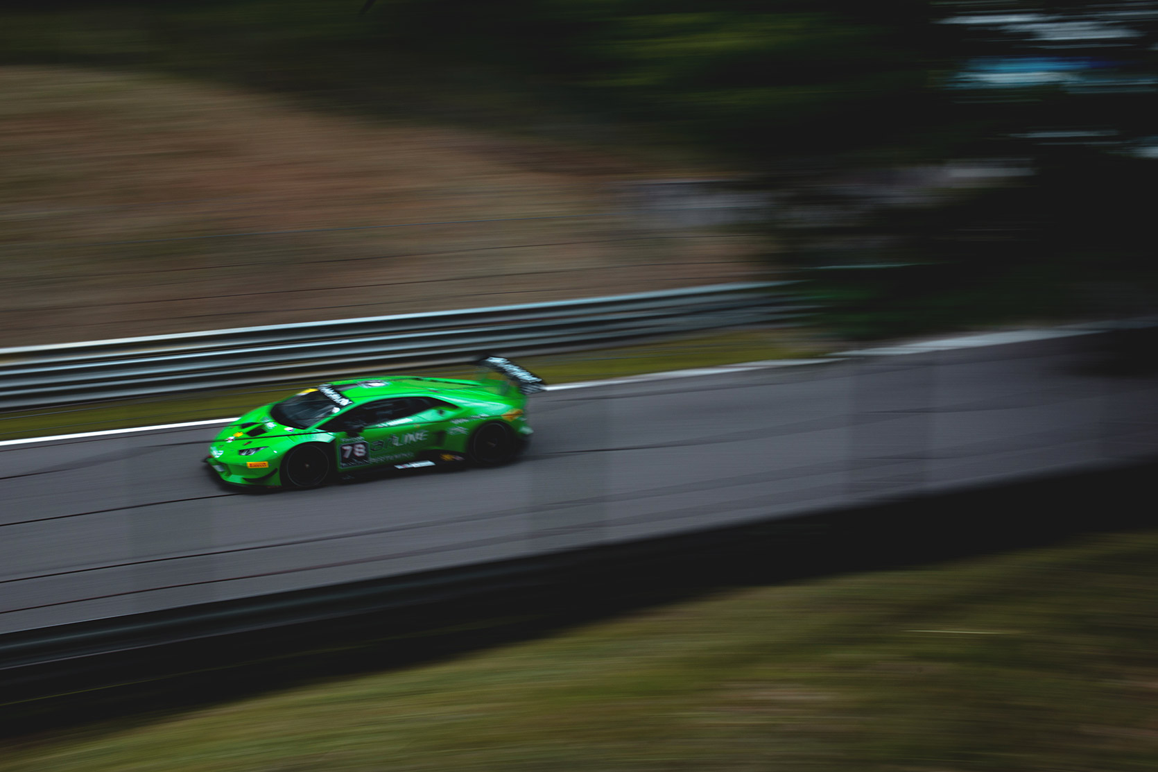 A Lamborghini Huracan Evo Super Trofeo panning at Autodromo Nazionale Monza