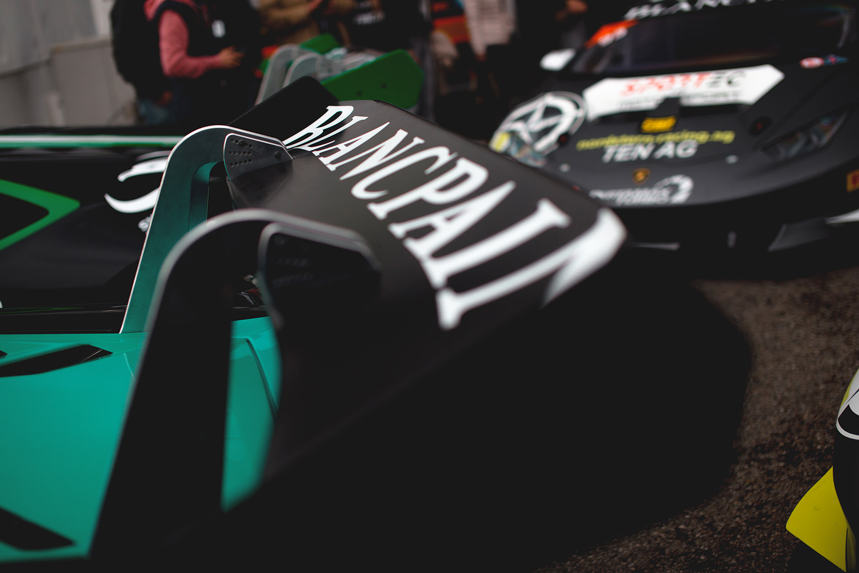A Lamborghini Huracan Evo Super Trofeo wing in the paddock of Autodromo Nazionale Monza