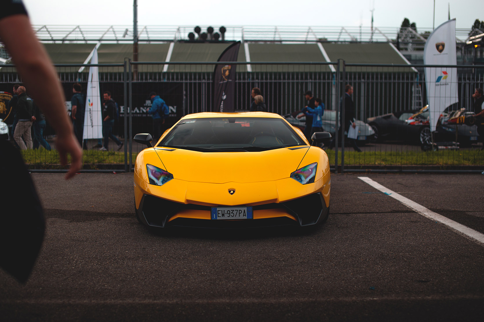 A Lamborghini Aventador in the paddock of Autodromo Nazionale Monza