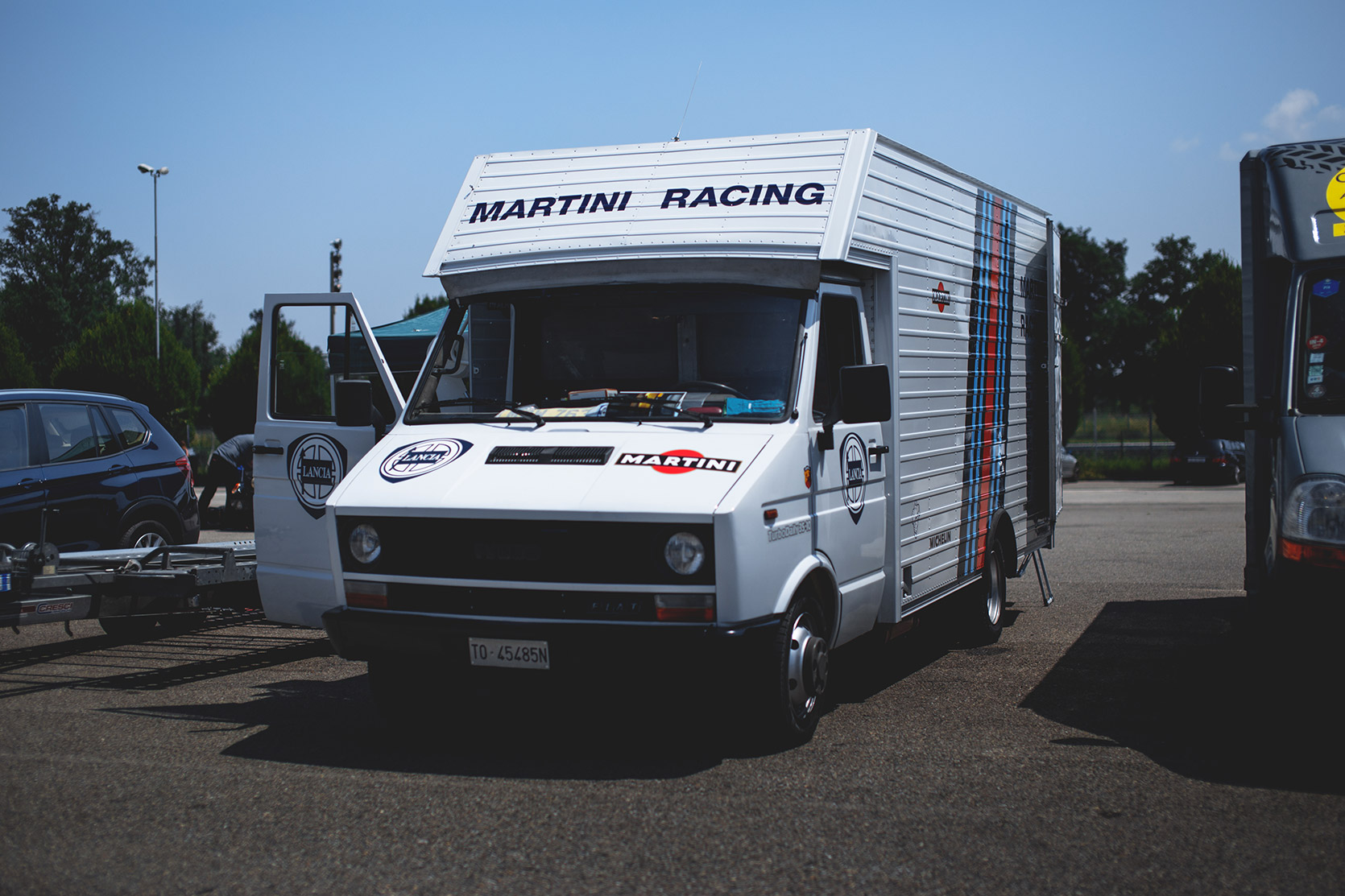 Iveco Daily Lancia Martini Service Truck in the paddock of Autodromo Nazionale Monza at Modena 100 Ore