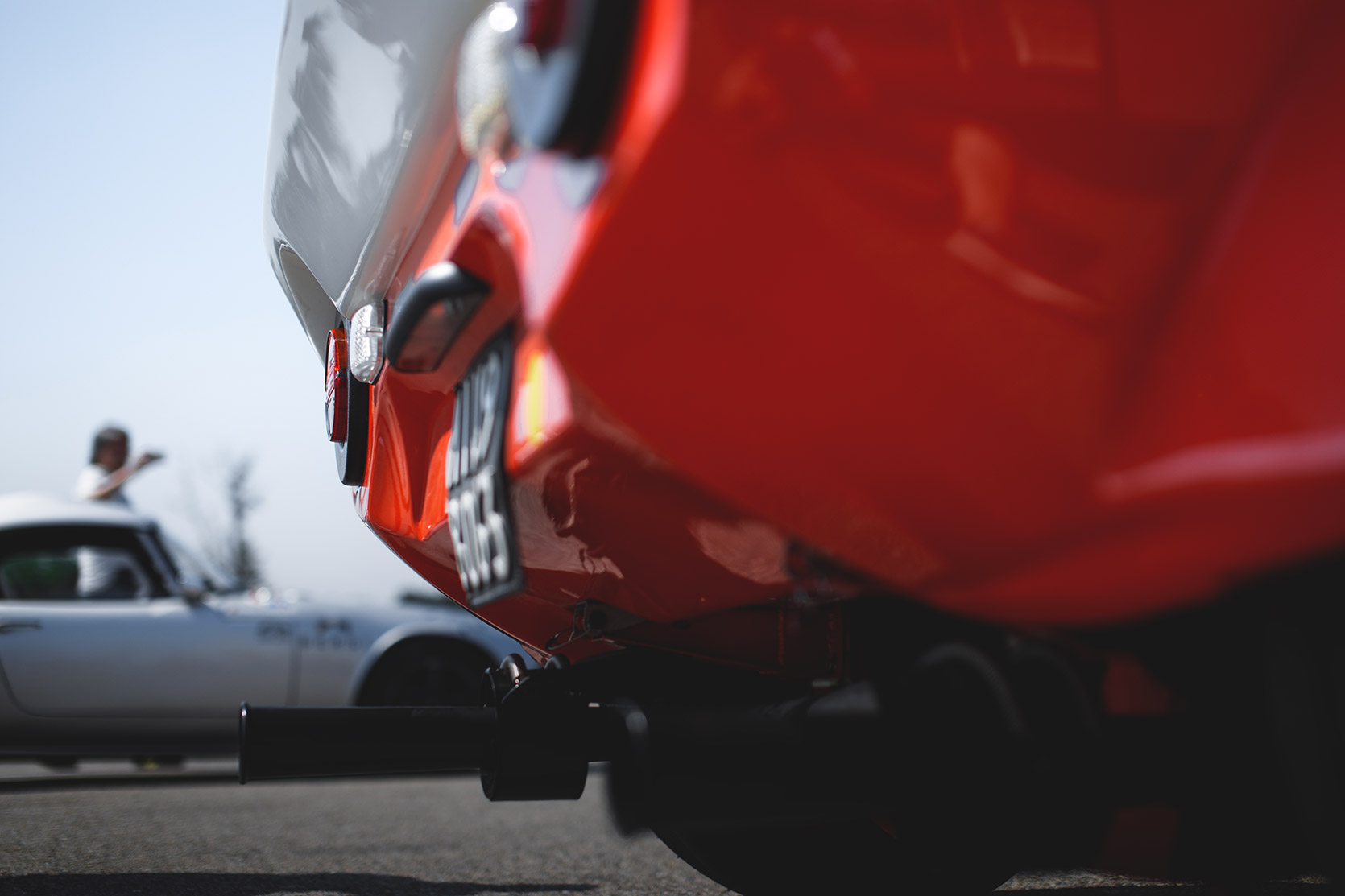 Rear end of a Lancia Stratos in the paddock of Autodromo Nazionele Monza at Modena 100 Ore