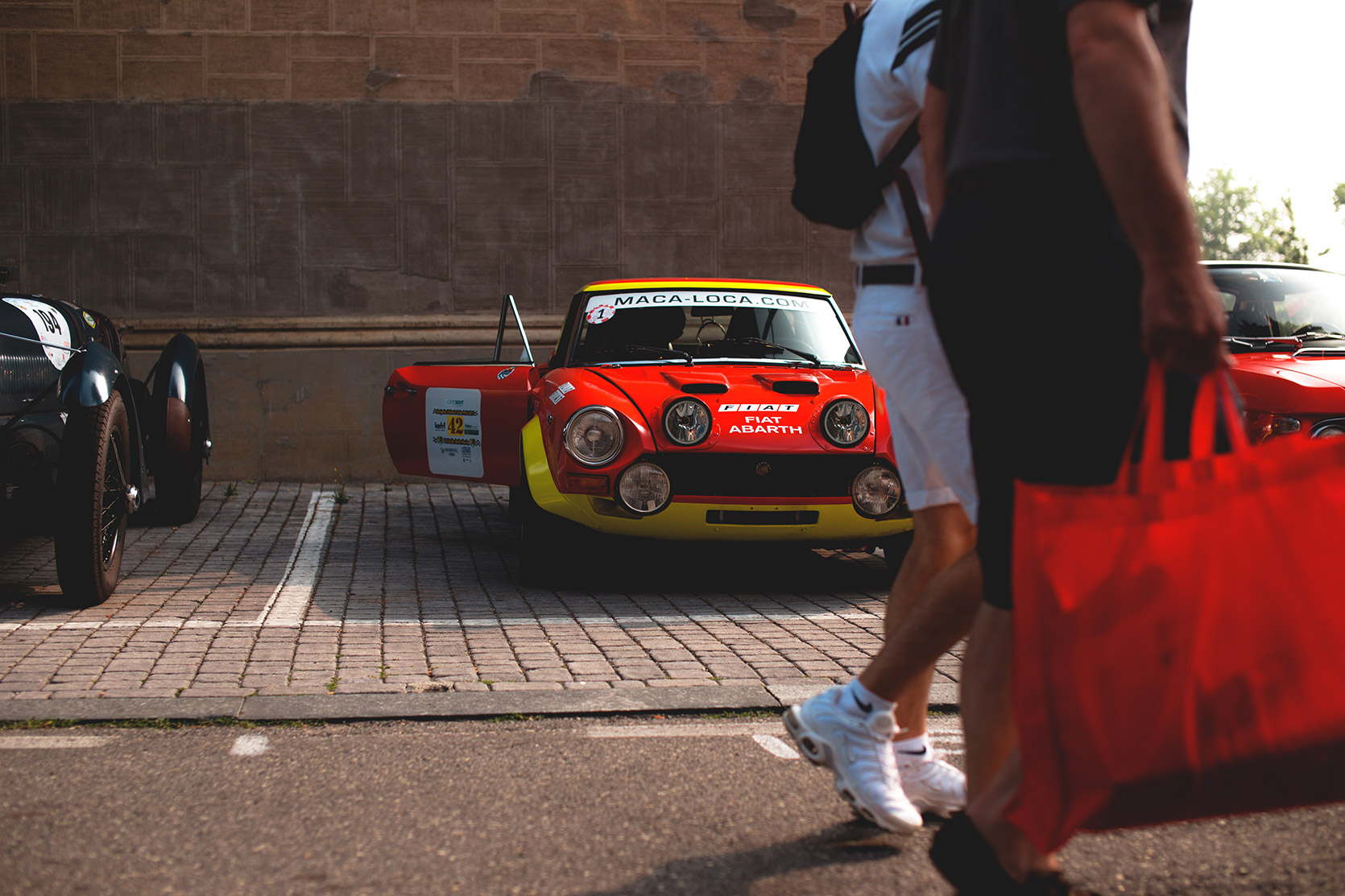 A Fiat 124 Abarth just parked at Vernasca Silver Flag