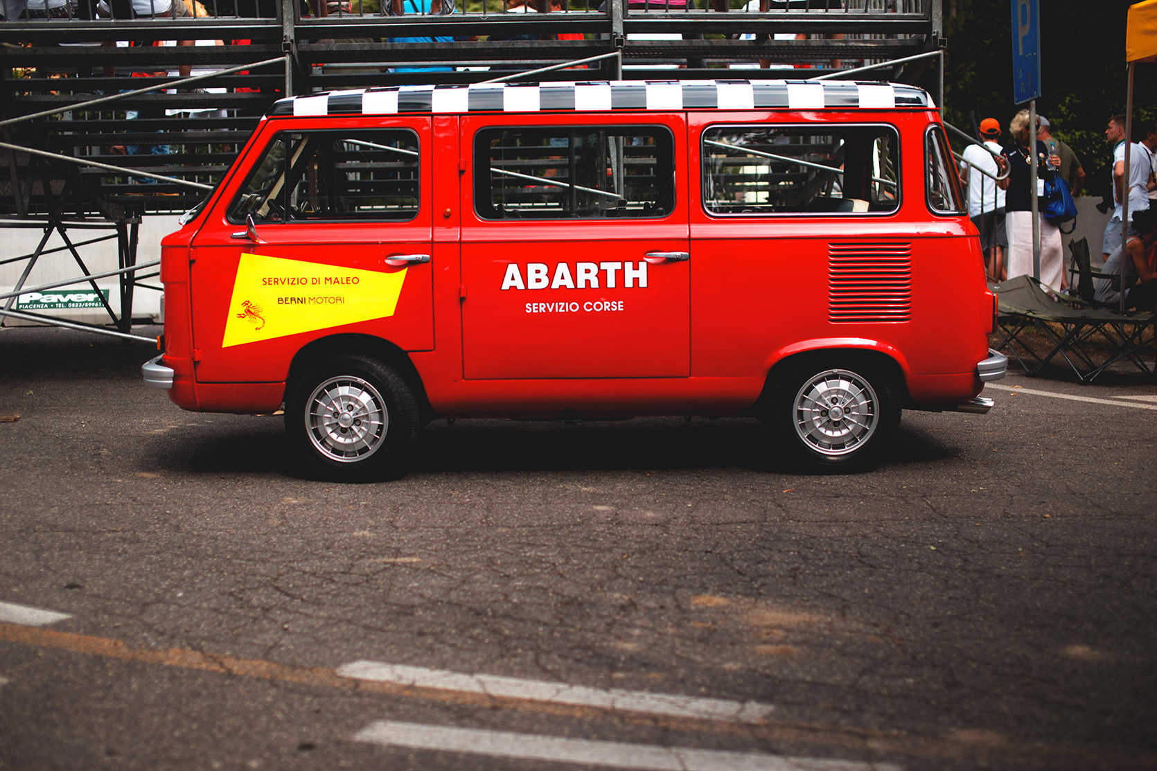 A Fiat Panorama Abarth Service parked at Vernasca Silver Flag