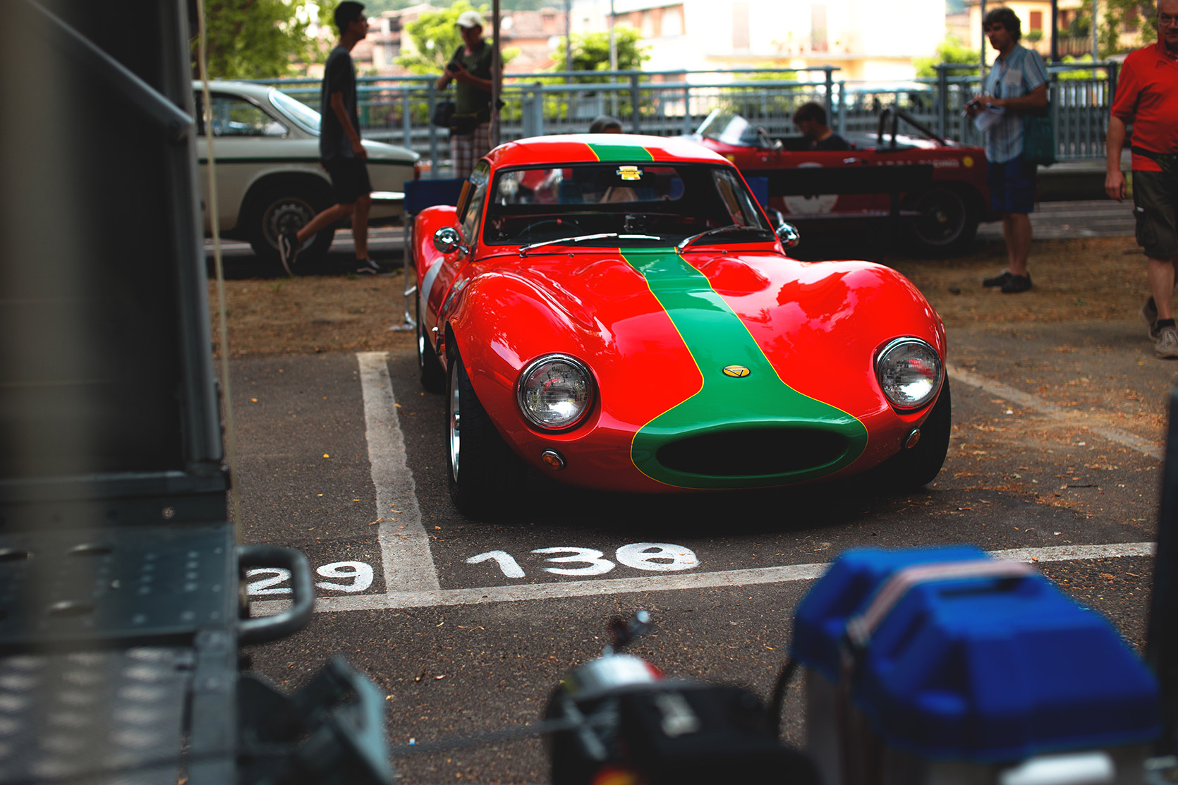 A Ginetta G4R Sport Prototipo near a trailer at Vernasca Silver Flag