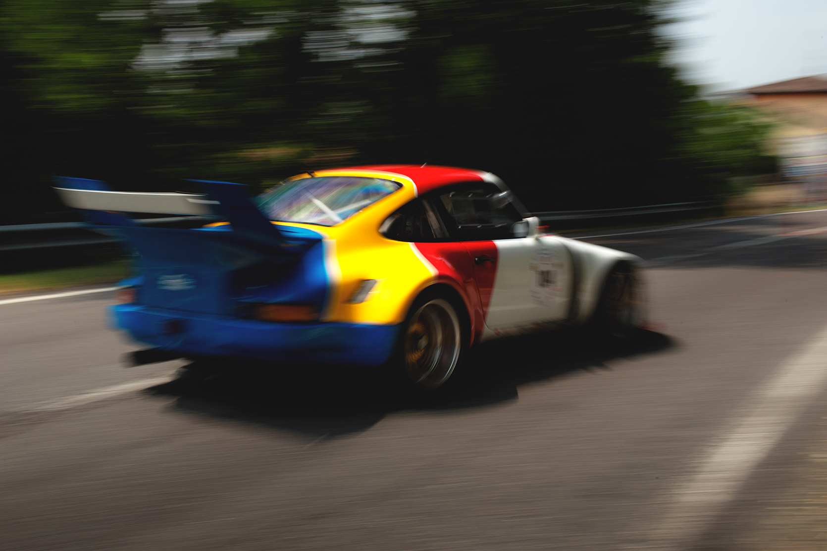 A Porsche 911 RSR Kremer passing throught at Vernasca Silver Flag